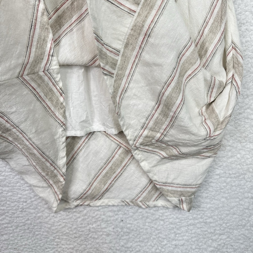 Soft Surroundings Linen Blend Midi Dress Womens L Striped Lined 3/4 Sleeve Beige - Picture 3 of 7